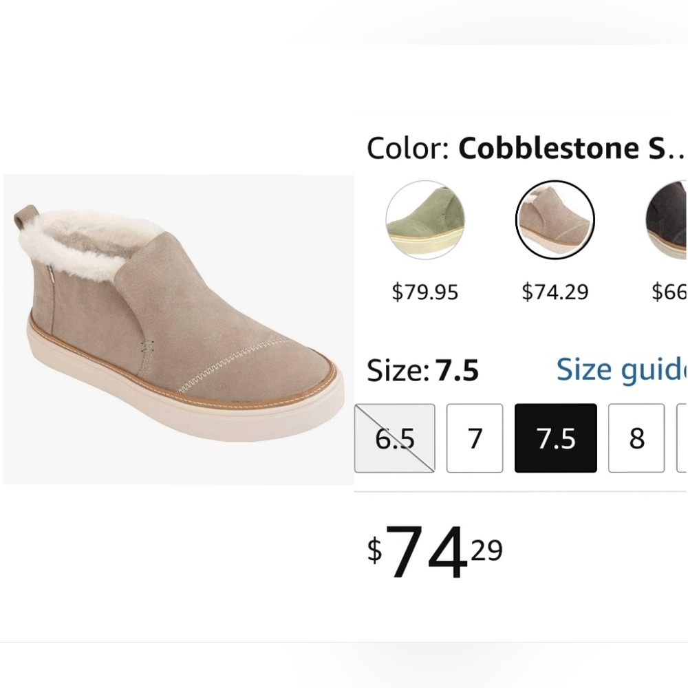TOMS Paxton Slip-On Sneakers, Tan Suede with Pink Fur Lining, Women's 7.5, GUC - Picture 10 of 10